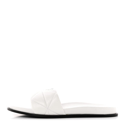 Prada Nappa Logo Quilted Slide Sandals 38 White 1 of 13