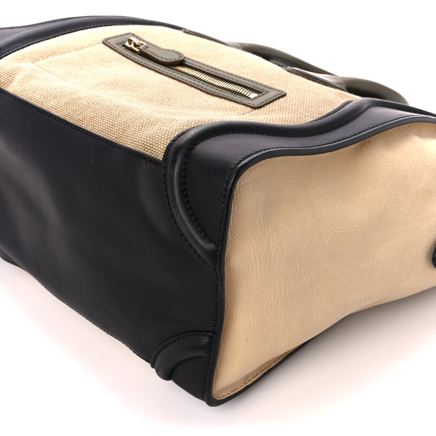 Natural Canvas Calfskin Mini Luggage Beige Black Khaki