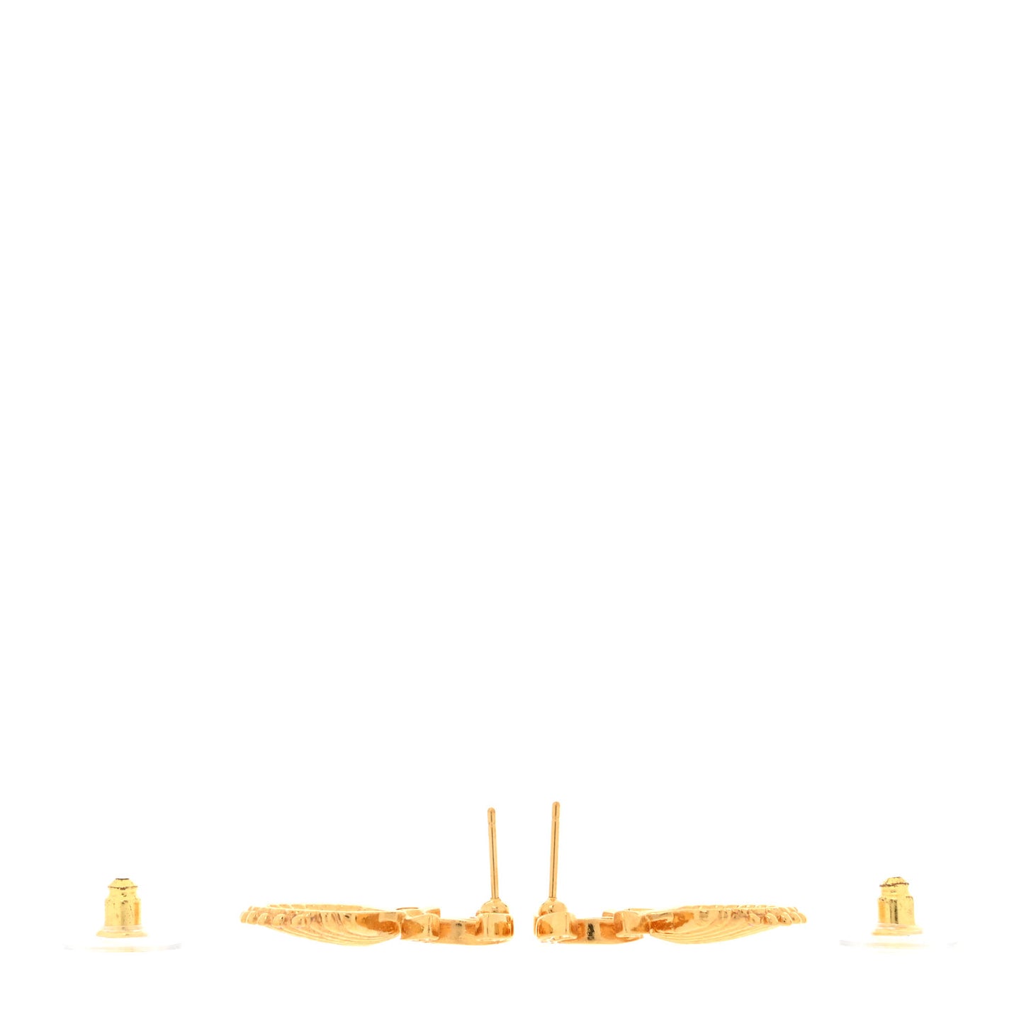 Crystal CC Shell Earrings Gold Pink