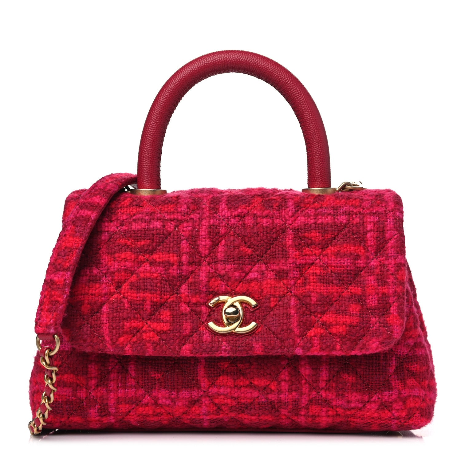 Chanel Tweed Mini Coco Handle Flap Fuchsia 1 of 13