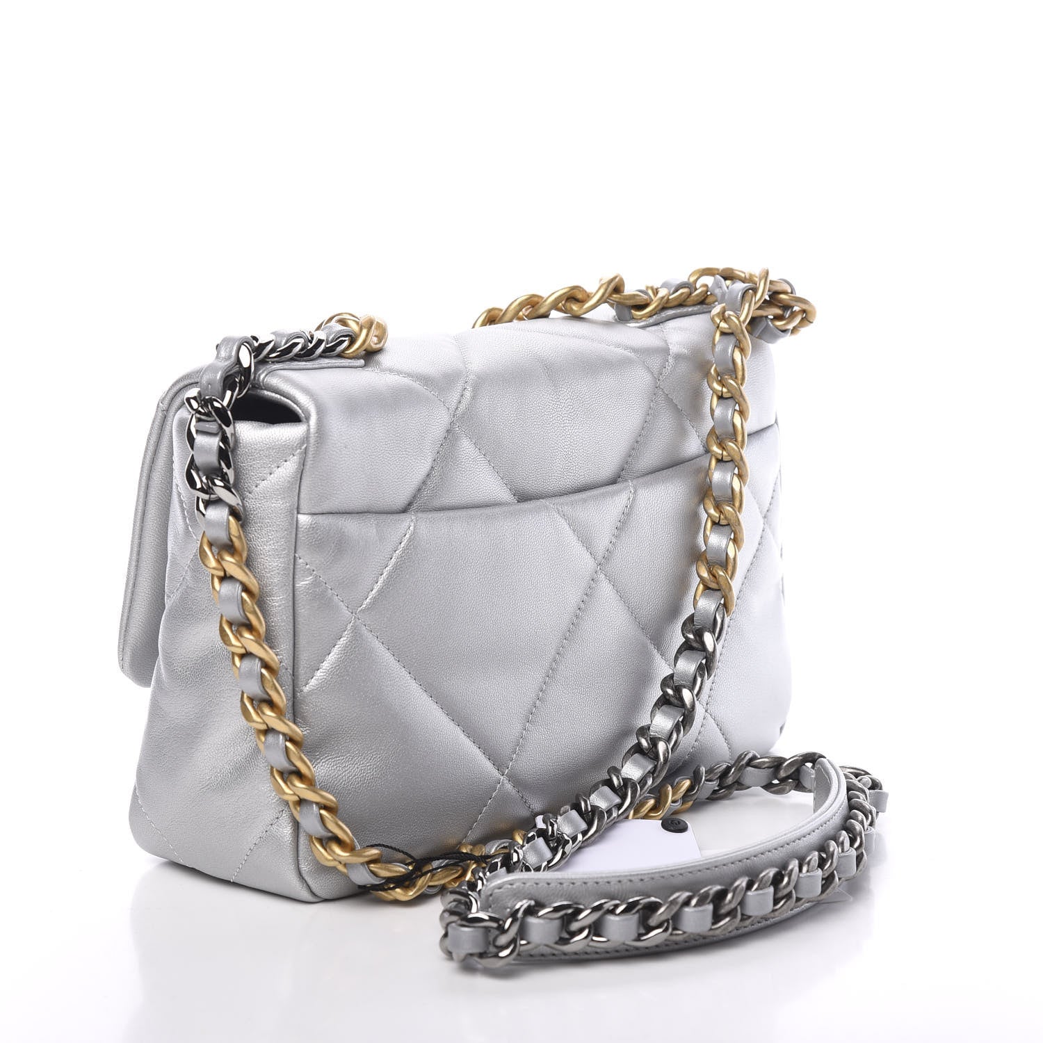 Chanel Metallic Goatskin Quilted Medium 19 Flap Silver 2 of 10