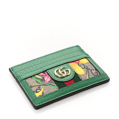 Gucci G Supreme Monogram Flora Web Ophidia Card Holder Green 4 of 7