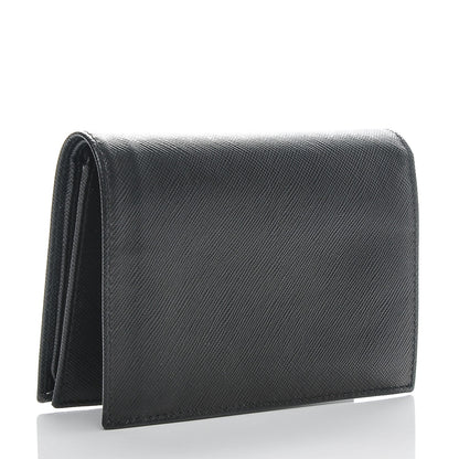 Prada Saffiano Compact Snap Bi-Fold Wallet Black 3 of 6