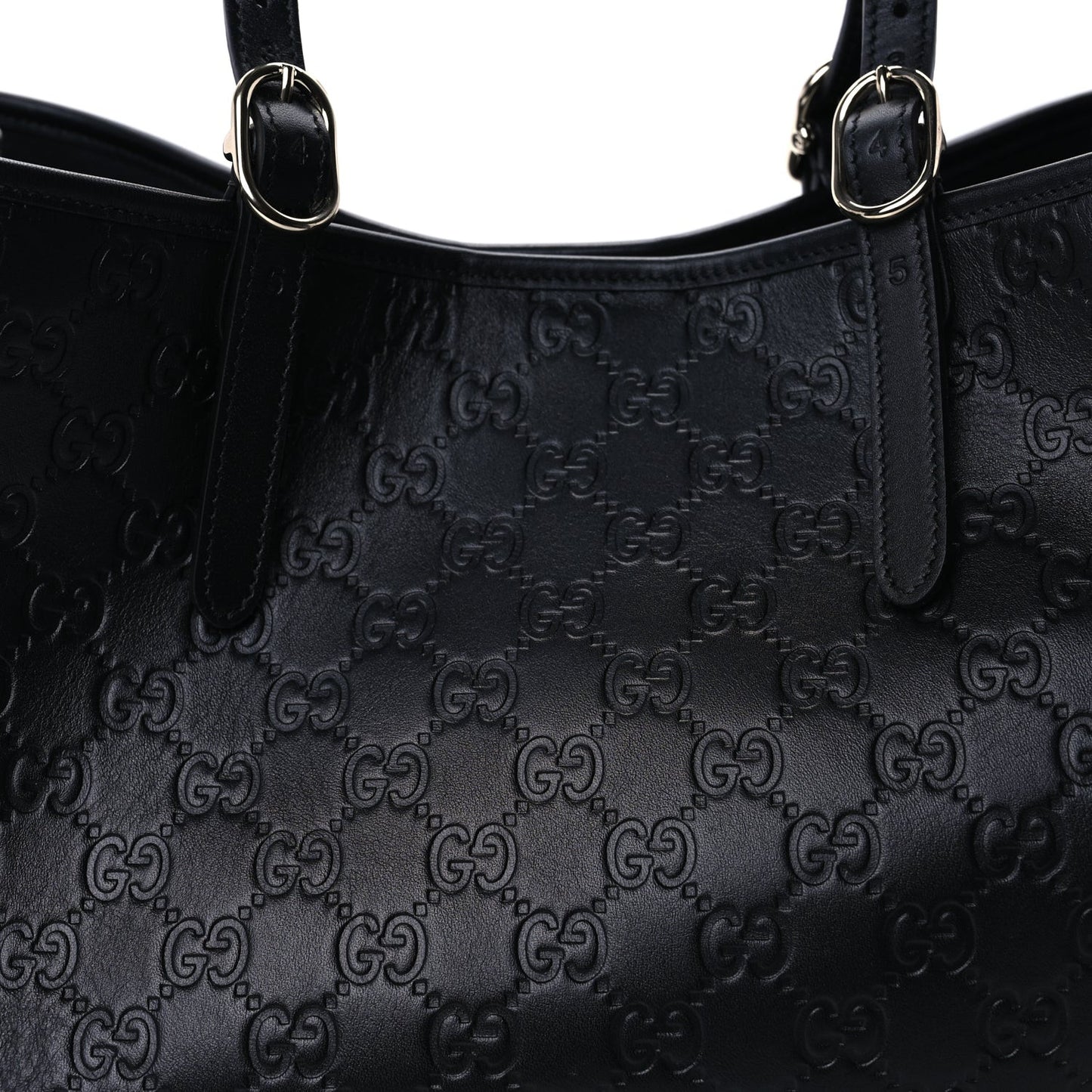 GG Calfskin Embossed Calfskin Large Tote Bag  Black