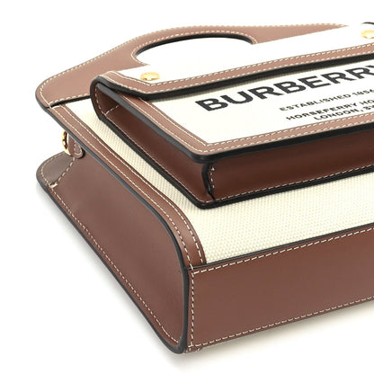 Burberry Canvas Smooth Calfskin Two Tone Mini Pocket Bag Natural Malt Brown 7 of 8