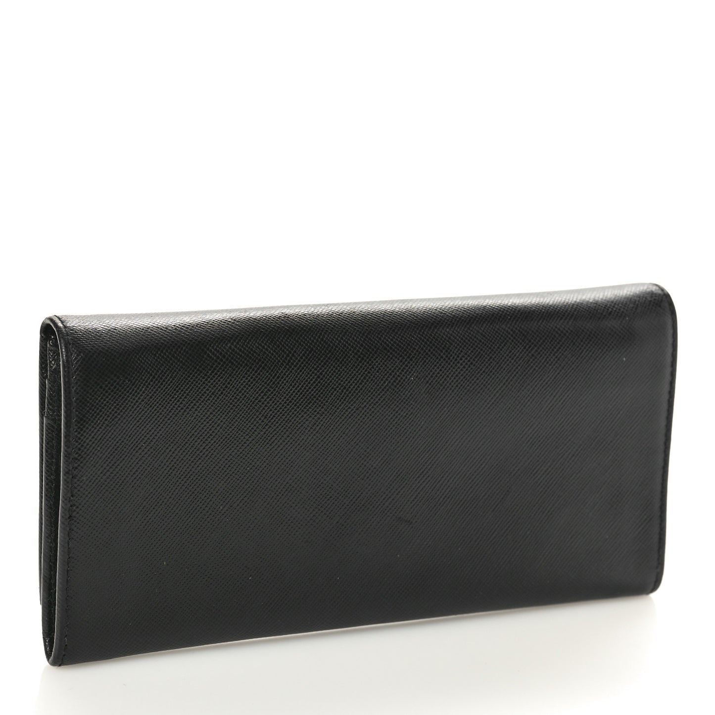Saffiano Triangle Continental Flap Wallet Black