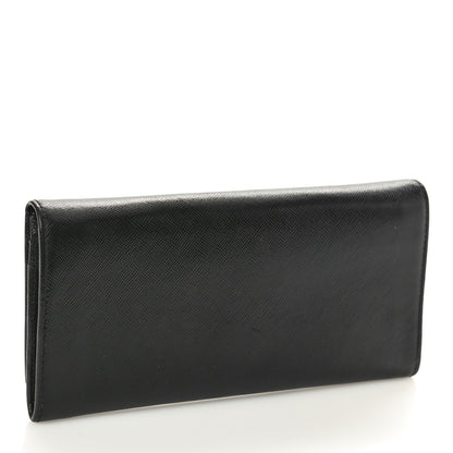 Prada Saffiano Triangle Continental Flap Wallet Black 3 of 8