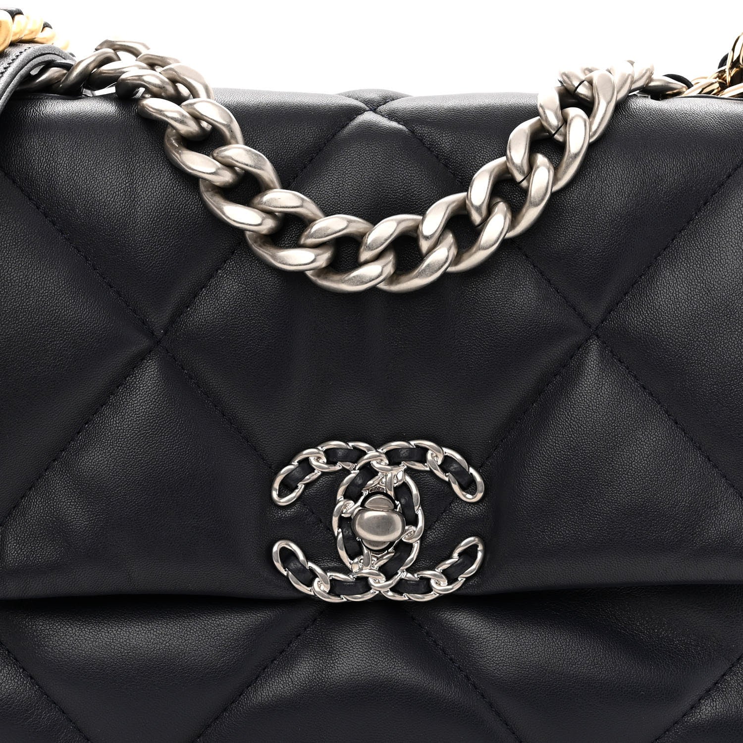 Chanel Lambskin Quilted Medium Chanel 19 Flap Navy Blue 8 of 10