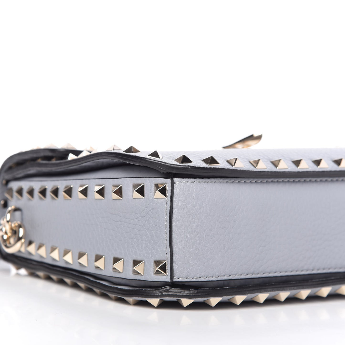 Pebbled Calfskin Medium Rockstud Flap Saddle Bag Stone