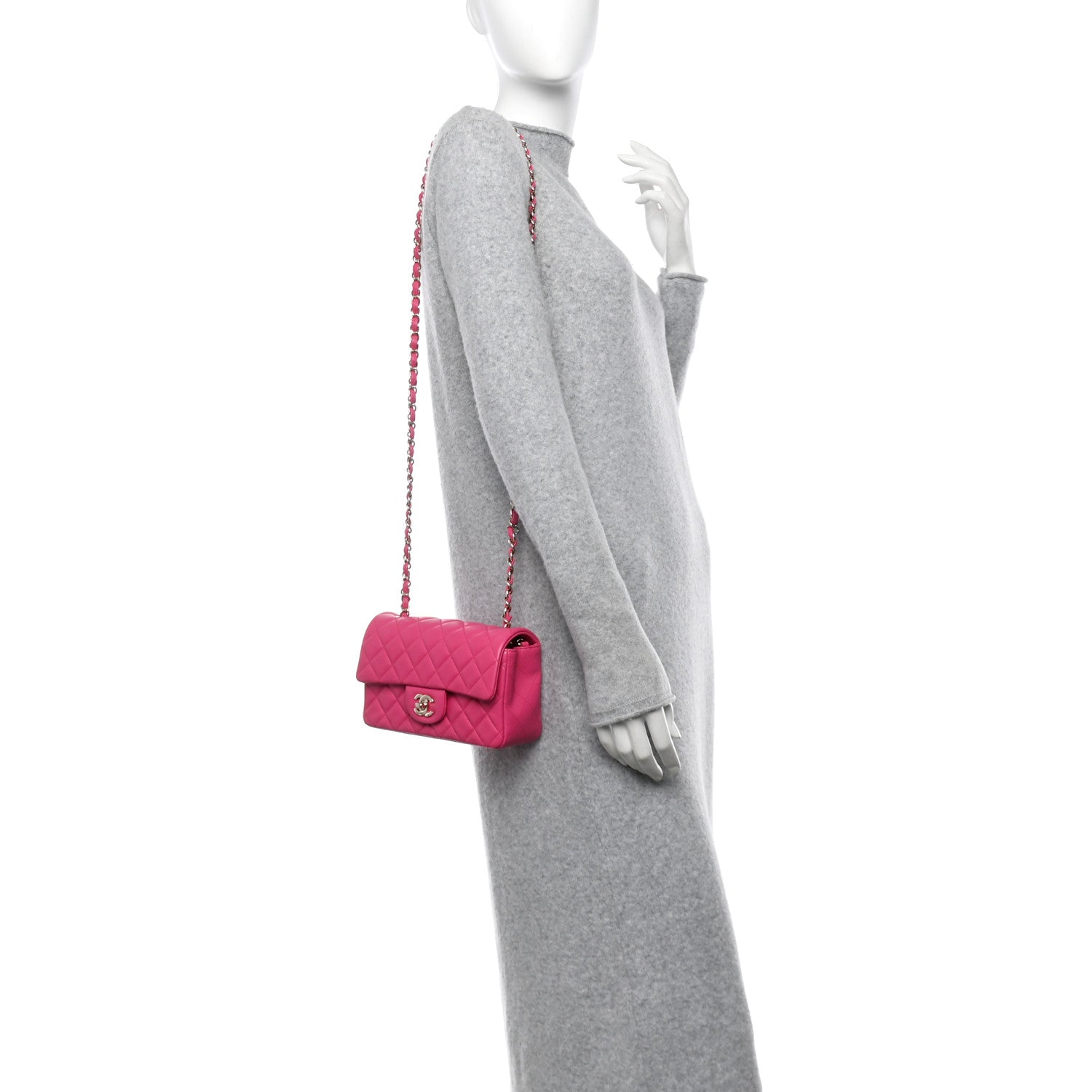 Chanel Lambskin Quilted Mini Rectangular Flap Pink 2 of 10