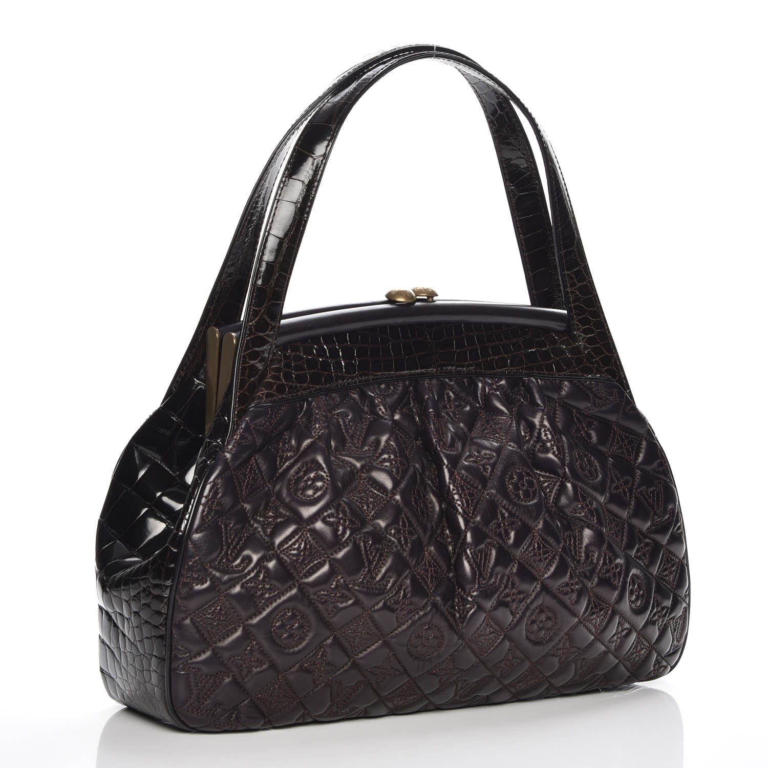 Louis Vuitton Monogram Vienna Alligator Sac Fermoir GM Aubergine 3 of 7