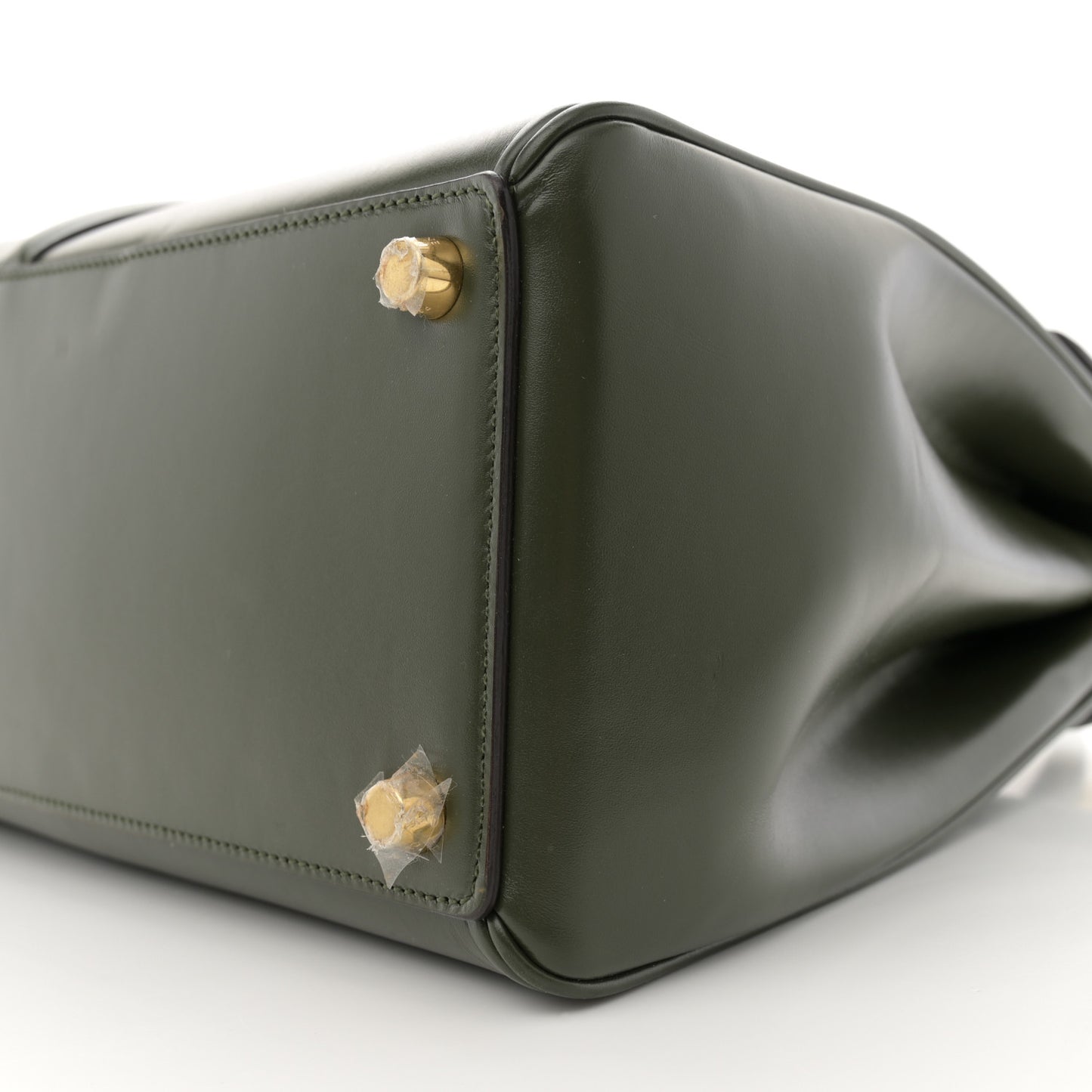 Satinated Calfskin Medium 16 Top Handle Bag Khaki