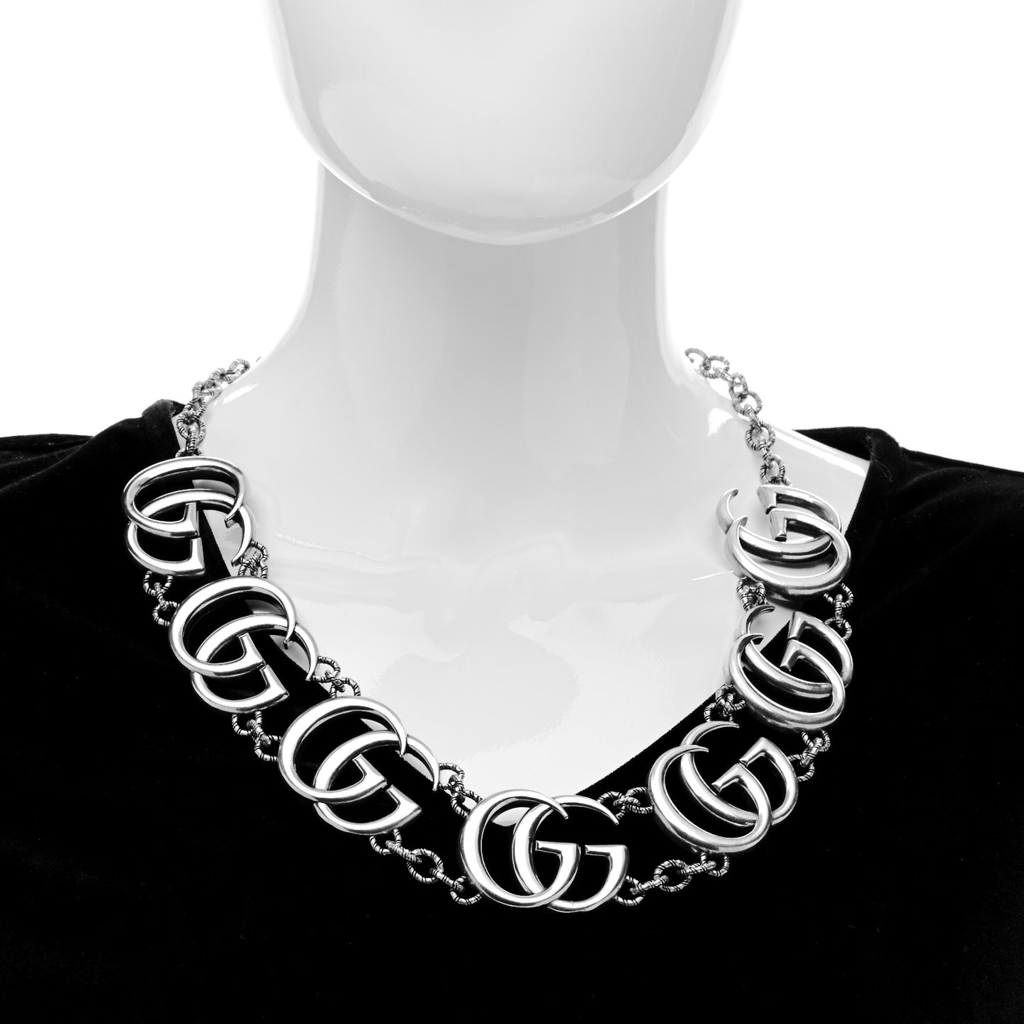 Sterling Silver Double G Marmont Statement Necklace