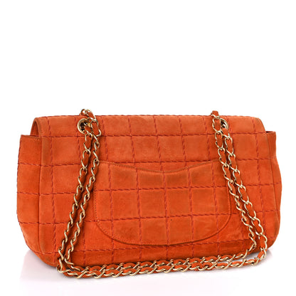 Chanel Suede Square Double Stitch Flap Orange 3 of 12