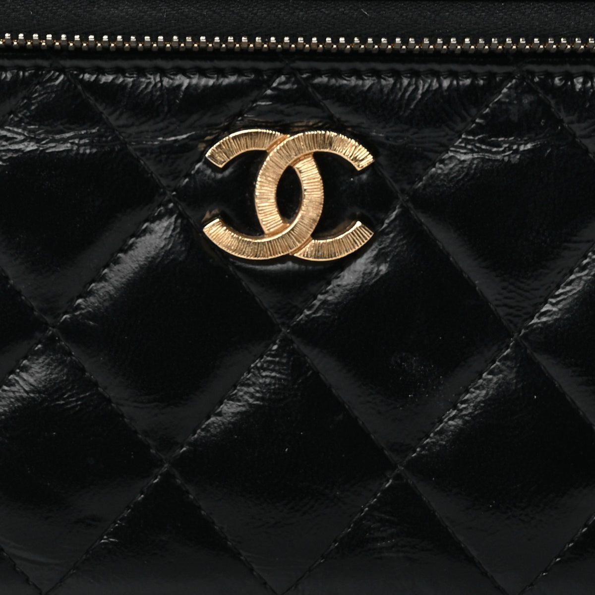 Chanel Shiny Lambskin Quilted Small Vanity Case With Chain Black 6 of 8