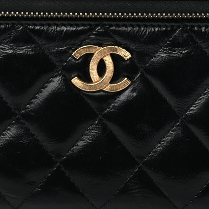 Chanel Shiny Lambskin Quilted Small Vanity Case With Chain Black 6 of 8