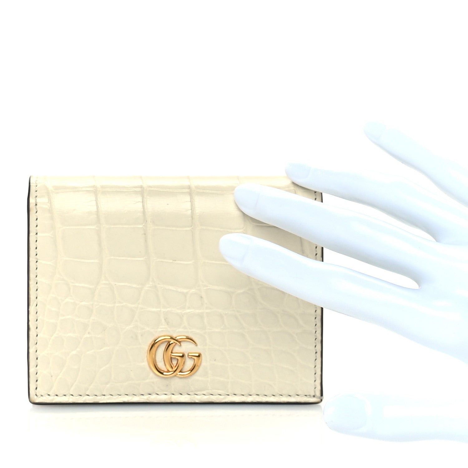 Gucci Crocodile GG Marmont Card Case White 3 of 7