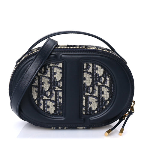 Oblique CD Signature Oval Crossbody Camera Bag Blue Multicolor