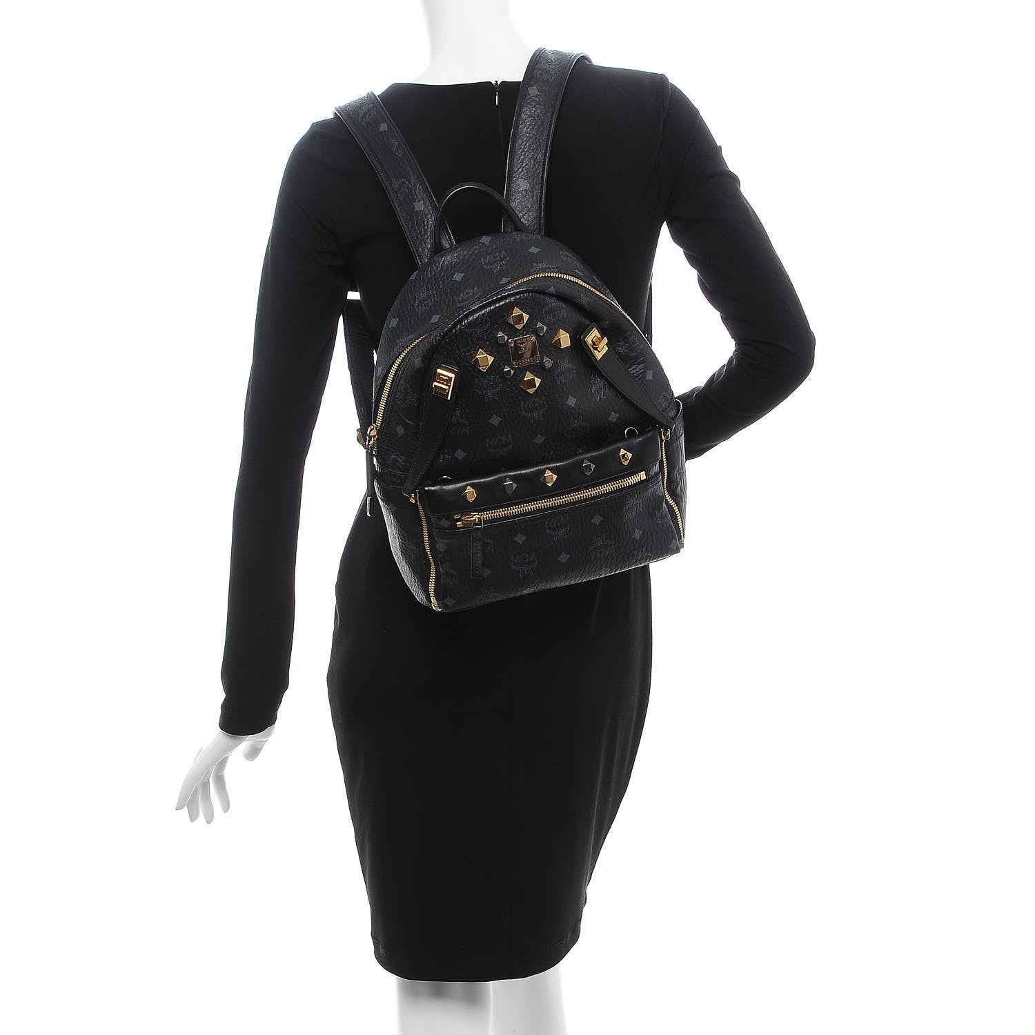 MCM Visetos Small Dual Stark Pocket Backpack Black 2 of 16