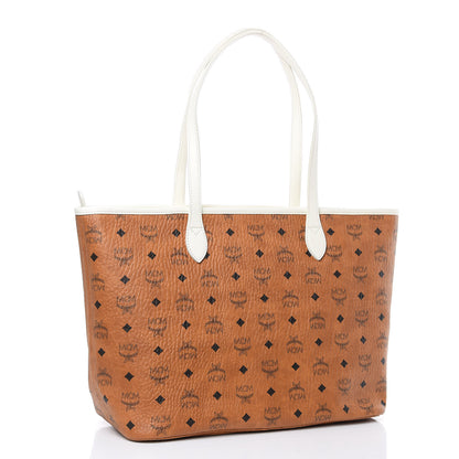 MCM Visetos Medium Shopper Cognac Off White 3 of 9