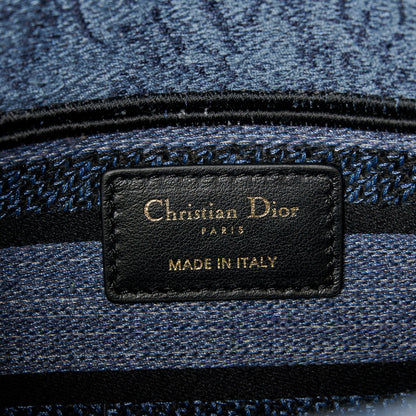 Christian Dior Canvas Toile De Jouy Embroidered Medium Lady D-Joy Blue Black 6 of 9