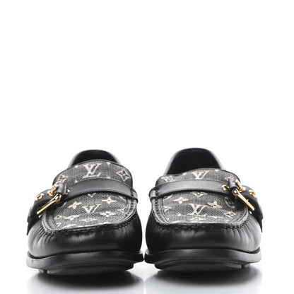 Louis Vuitton Calfskin Mini Lin Loafers 37 Black 2 of 11