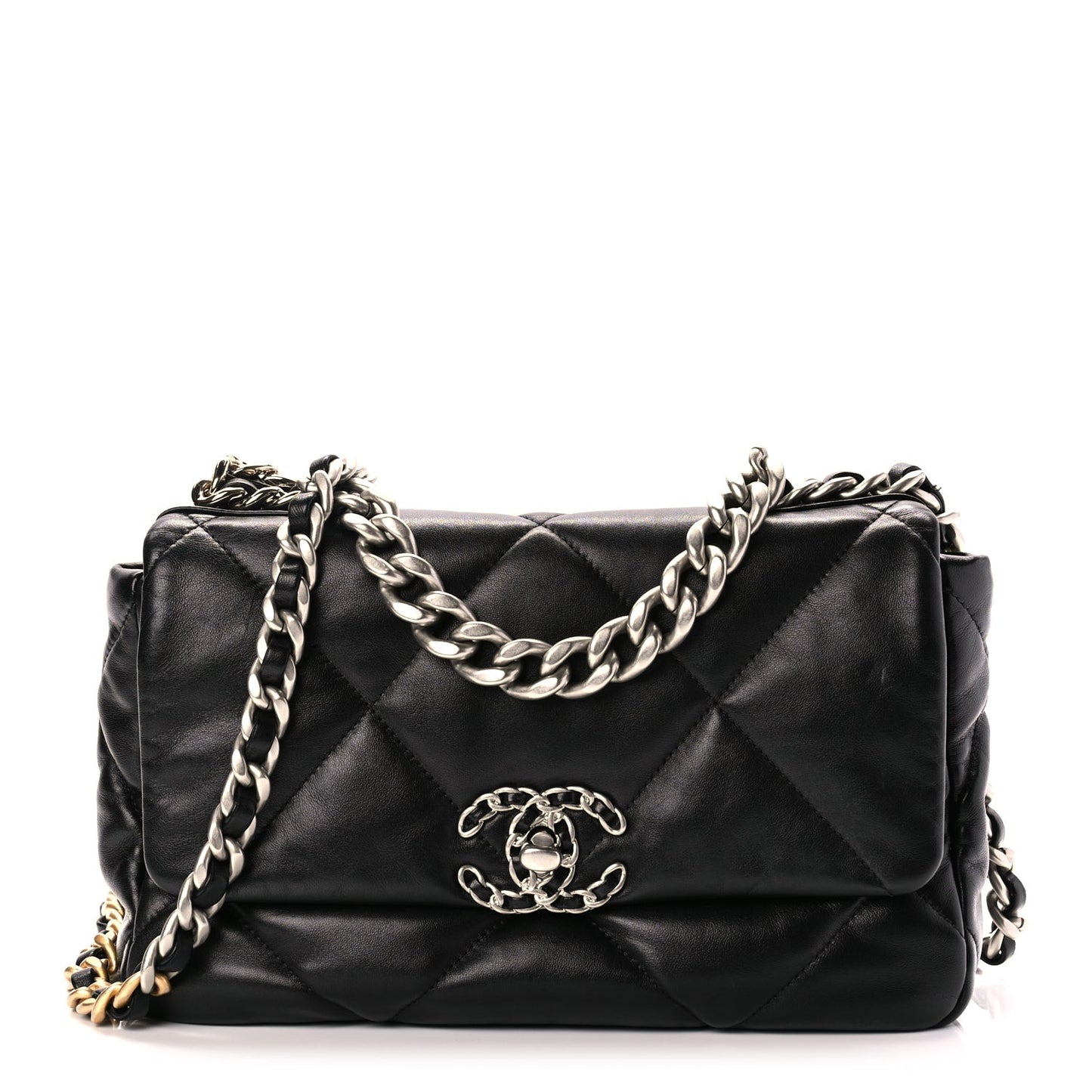 Lambskin Quilted Medium  19 Flap Black