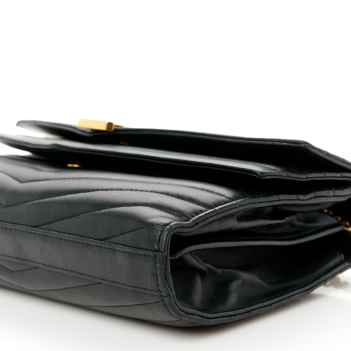 Lambskin Matelasse Chevron Monogram Sulpice Chain Wallet Black