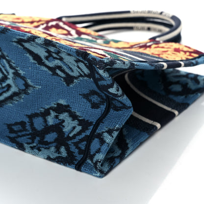 Christian Dior Canvas Embroidered Paisley Medium Book Tote Blue Multicolor 8 of 8