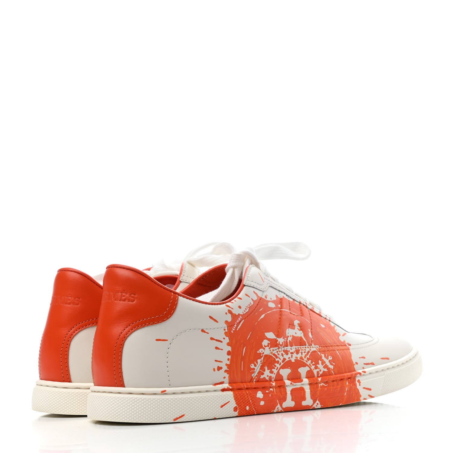 Hermes Swift Printed Peinture Fraiche Quicker Sneakers 37.5 White Orange 4 of 4