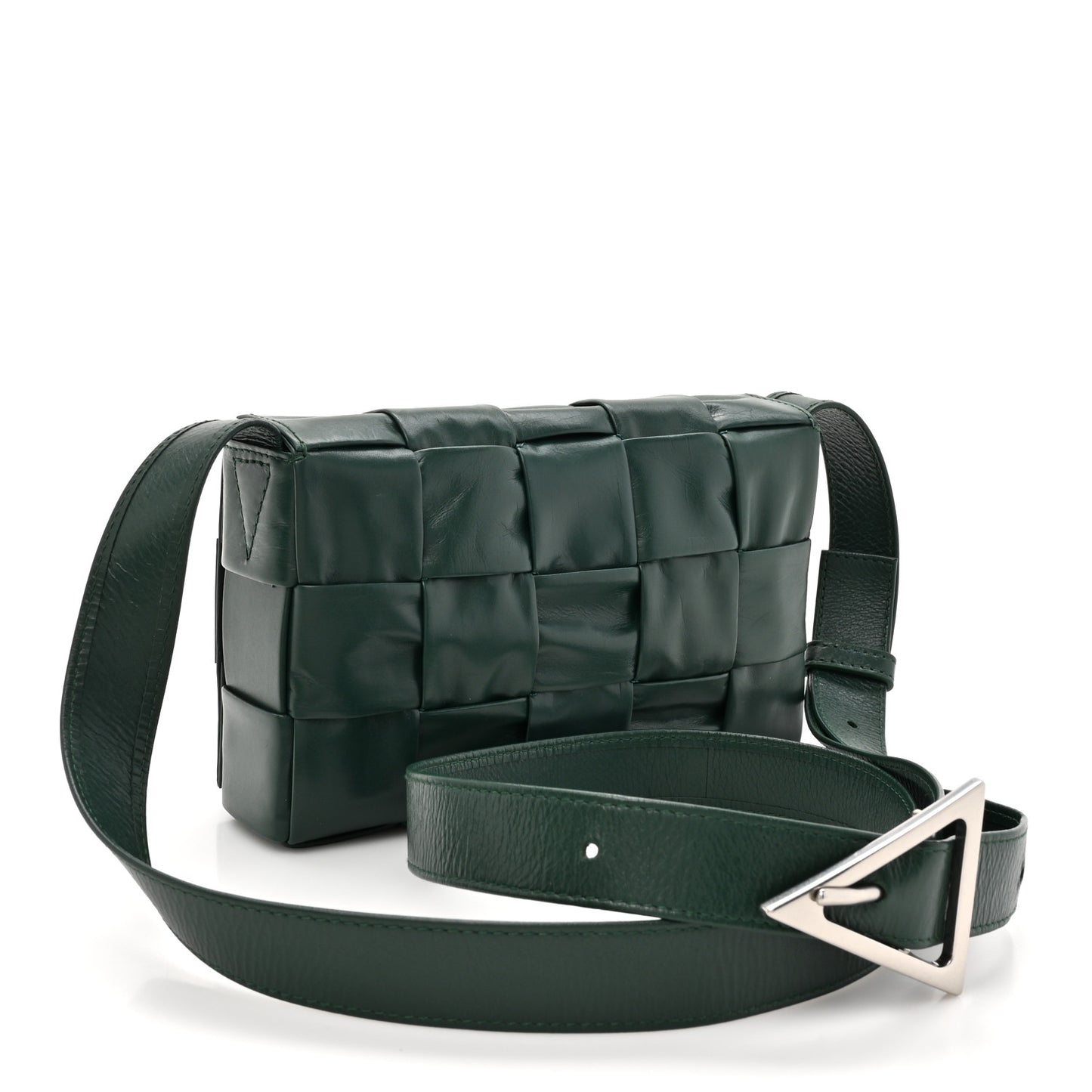 Paper Calfskin Maxi Intreccio Small Cassette Crossbody Bag Raintree