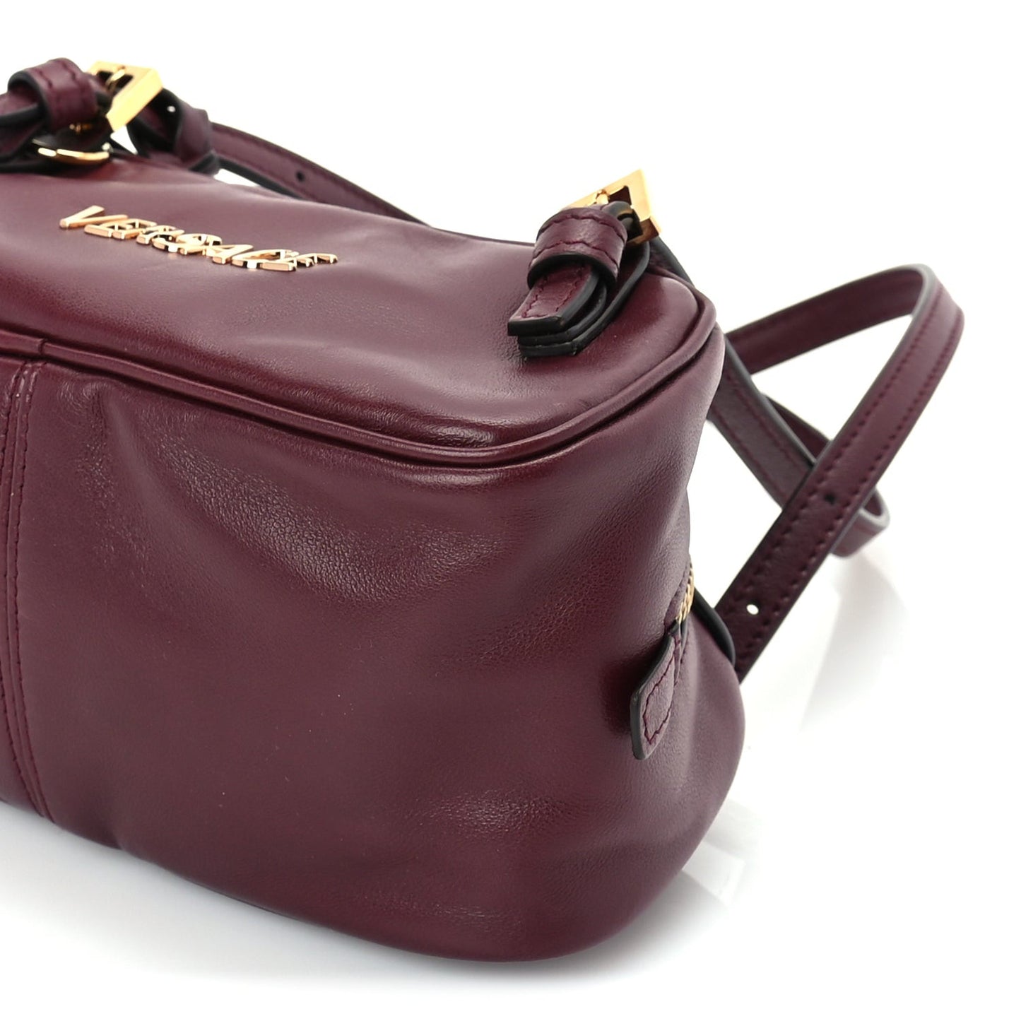 Lambskin Mini Tag Bowling Bag Burgundy