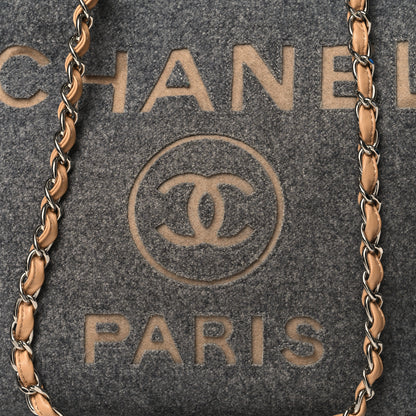 Chanel Wool Felt Large Deauville Tote Grey Beige 8 of 10
