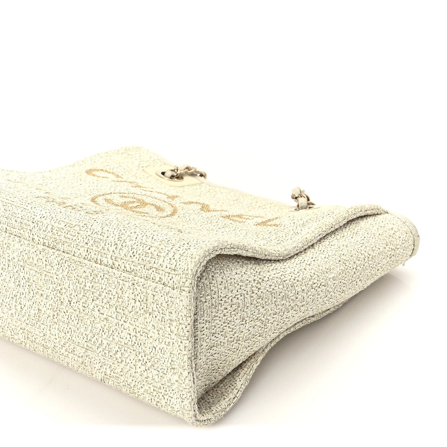 Lurex Boucle Mini Deauville Tote White