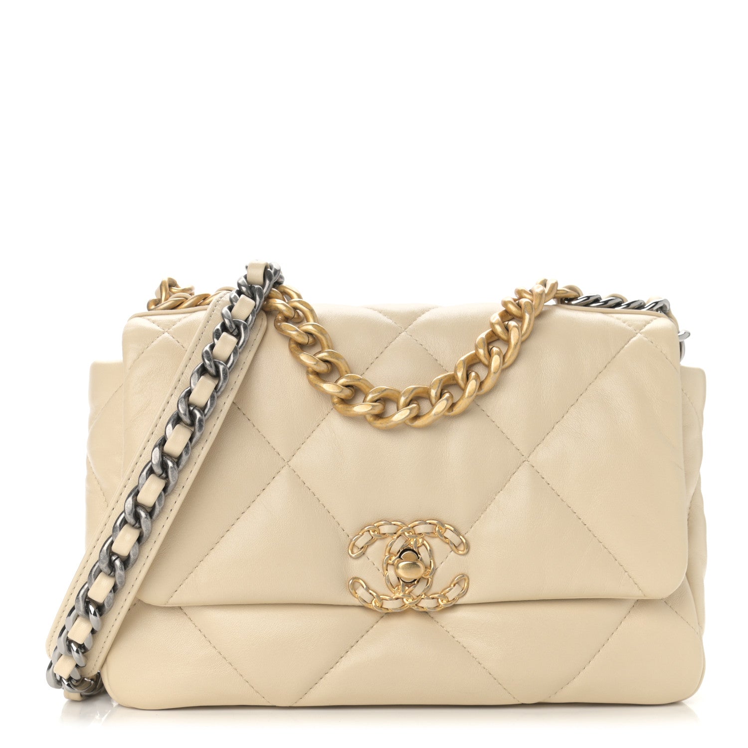 Chanel Lambskin Quilted Medium Chanel 19 Flap Light Beige 1 of 9