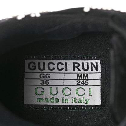 Gucci Tela Retino Mesh Crystal Suede GG Monogram Womens  Run Sneakers 36 Black Silver 7 of 8