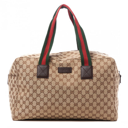 Gucci GG Monogram Web Medium Collapsible Carry On Duffle Beige Brown 1 of 10