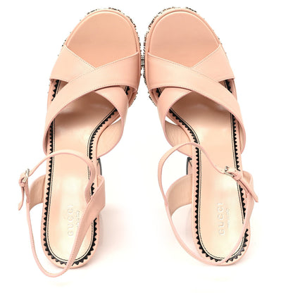 Gucci Malaga Kid Interlocking G Studs 155mm Platform Sandals 41 Perfect Pink 2 of 7