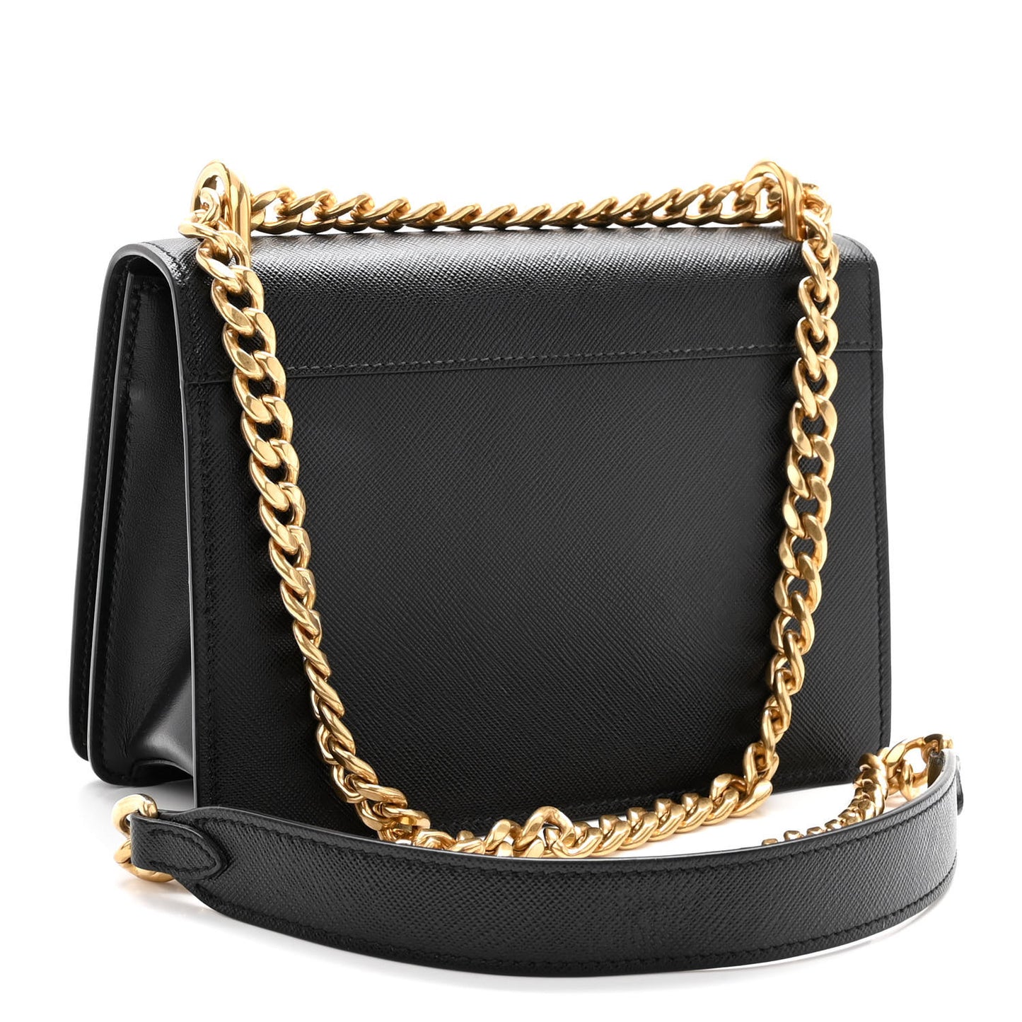 Saffiano Chain Shoulder Bag Black