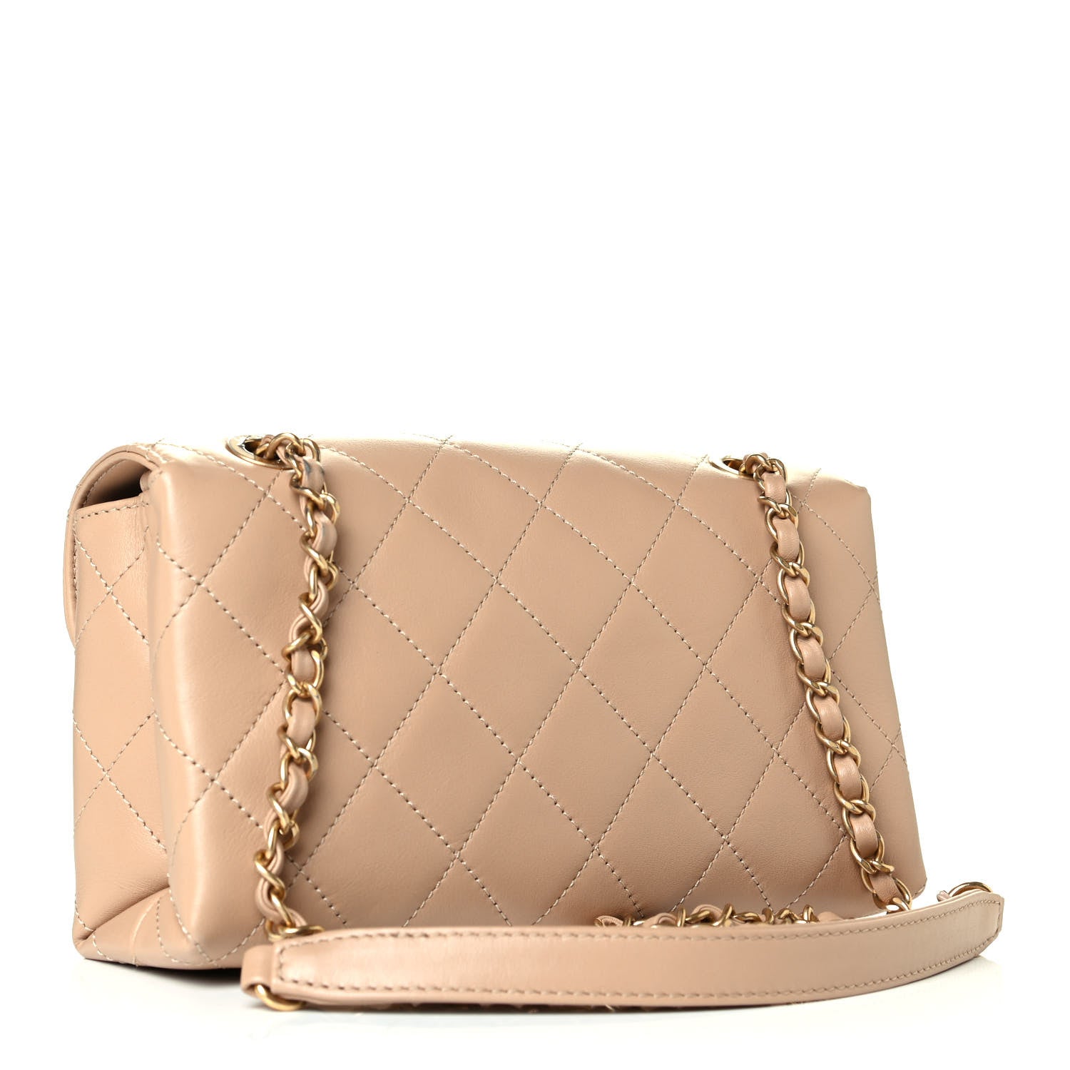 Chanel Calfskin Quilted Small Enchained Flap Beige 2 of 7