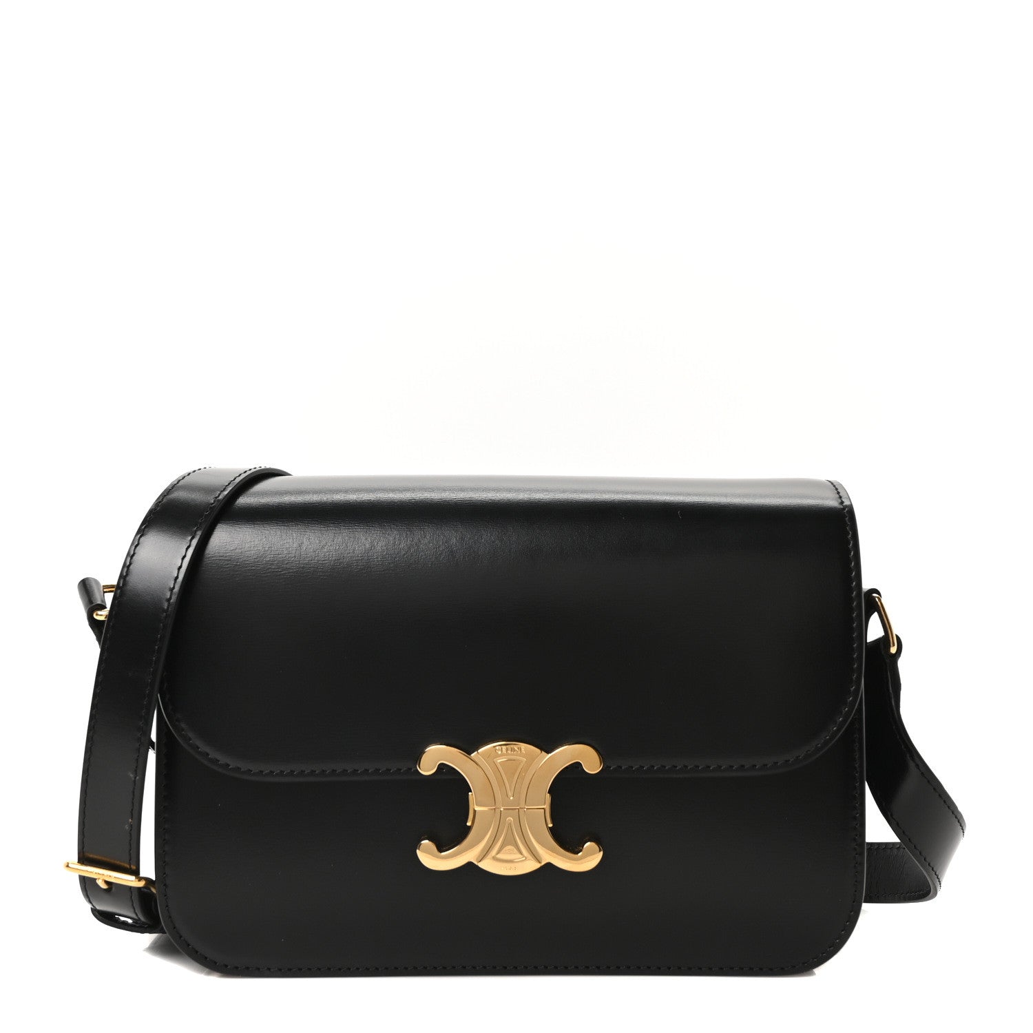 Celine Shiny Calfskin Medium Triomphe Black 1 of 10
