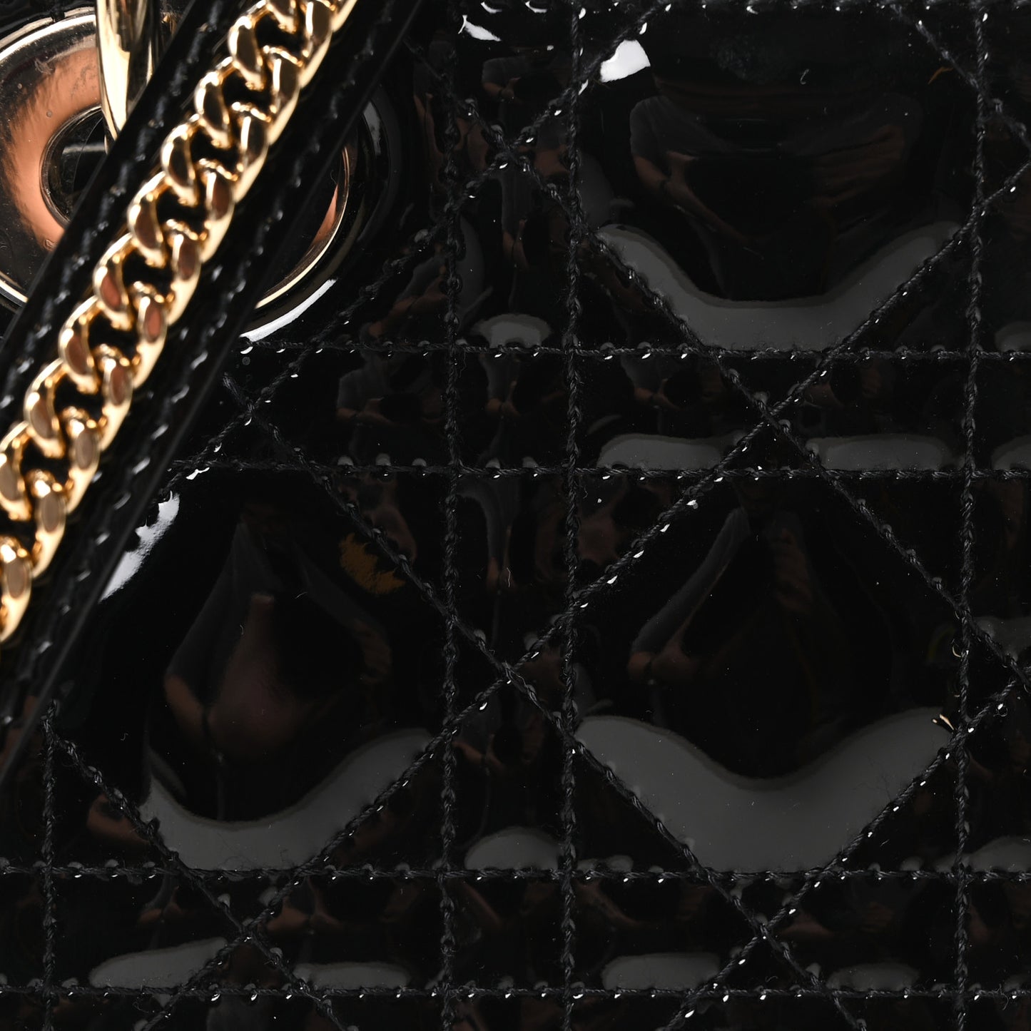Patent Cannage Mini Lady Dior Black