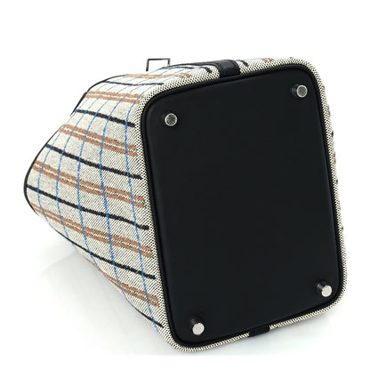 Hermes Swift Toile Borderie H Picotin Lock 18  Noir Ecru Fauve Bleu Zanzibar 3 of 9