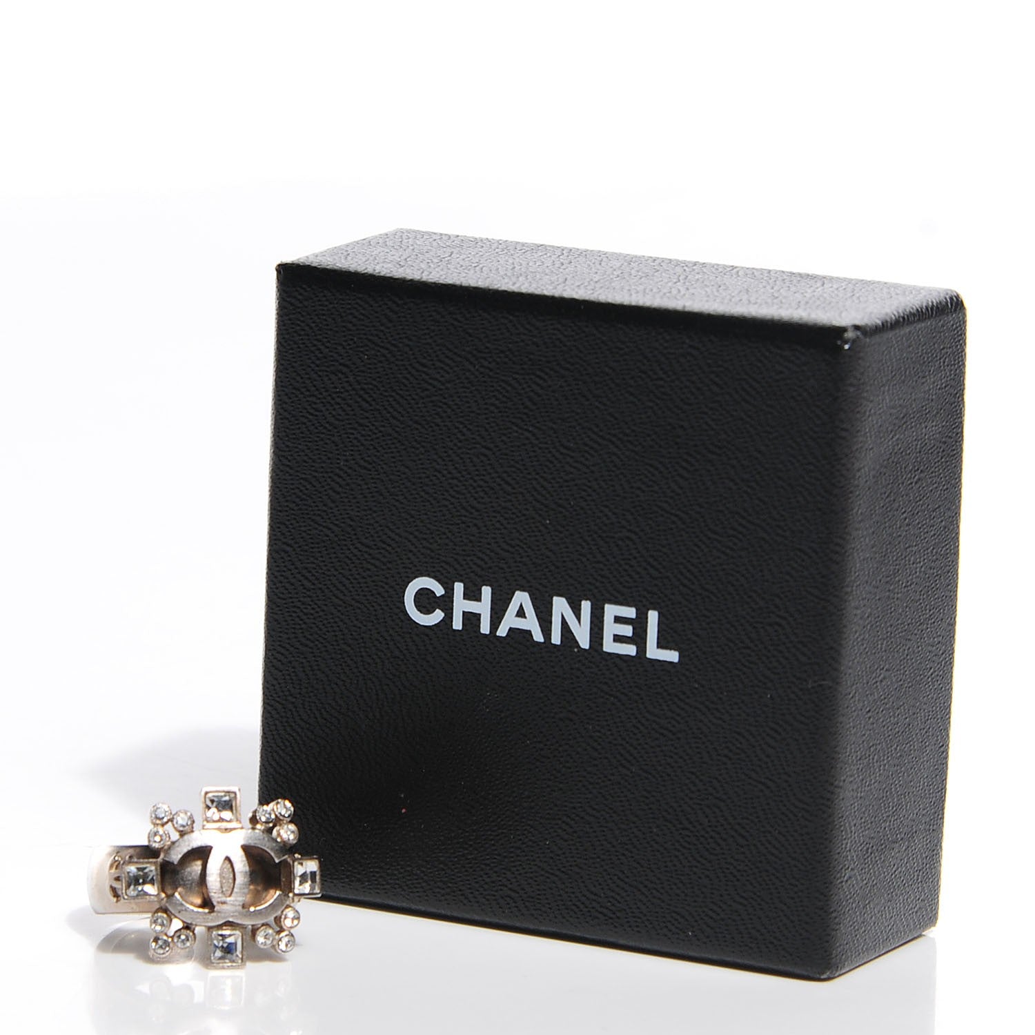 Chanel Baguette Crystal CC Ring 6.5 Silver 5 of 5