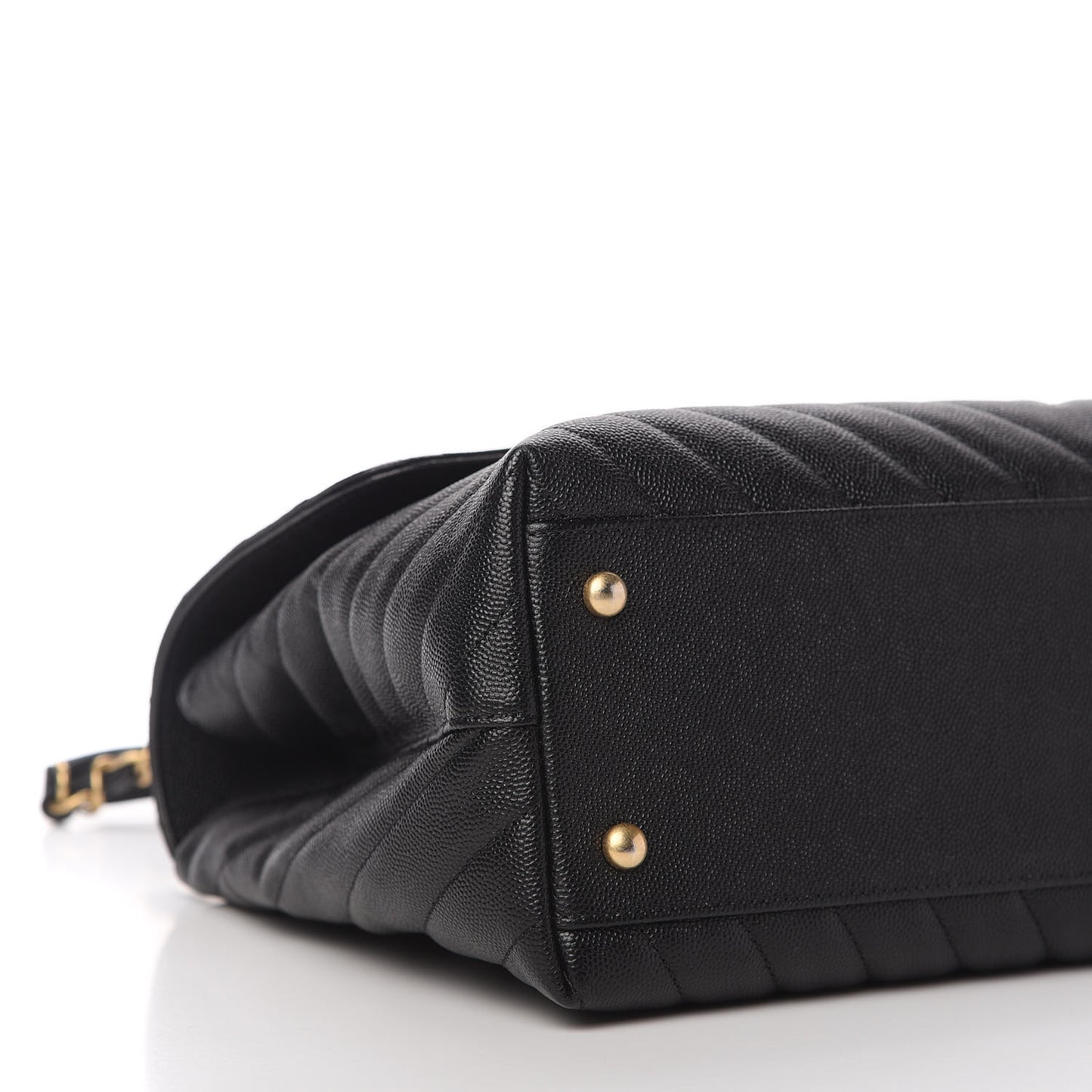Caviar Chevron Quilted Medium Coco Handle Flap Black