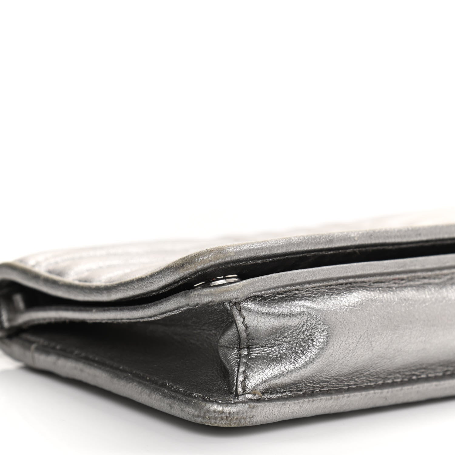 Prada Metallic Nappa Impunture Diagramme Chain Wallet Cromo 8 of 13