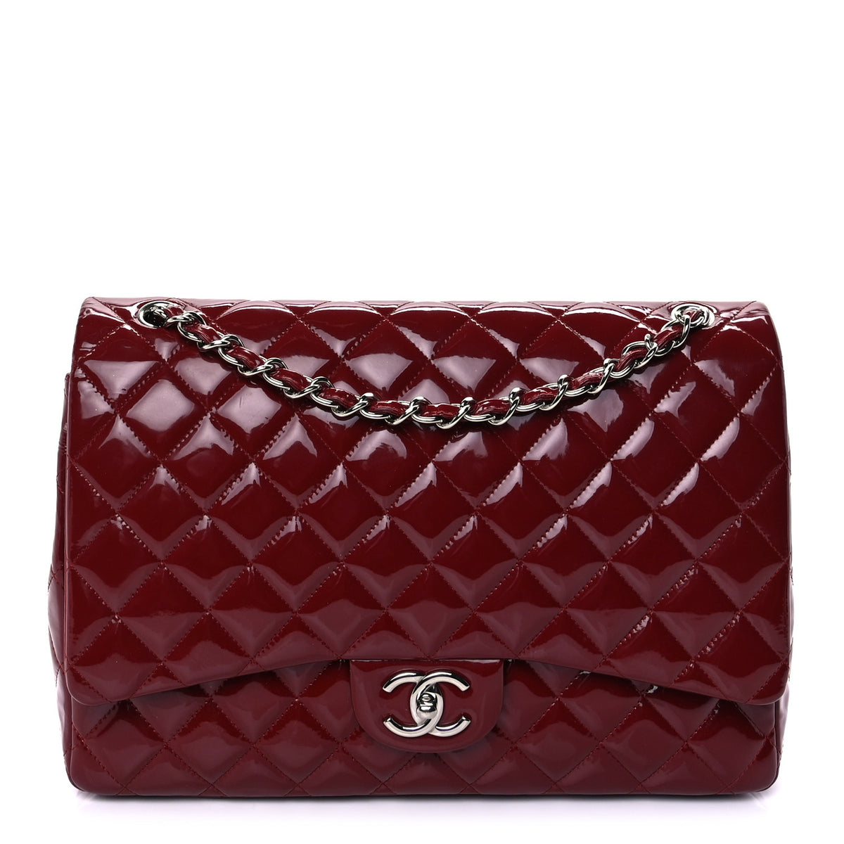 Patent Quilted Maxi Double Flap Red