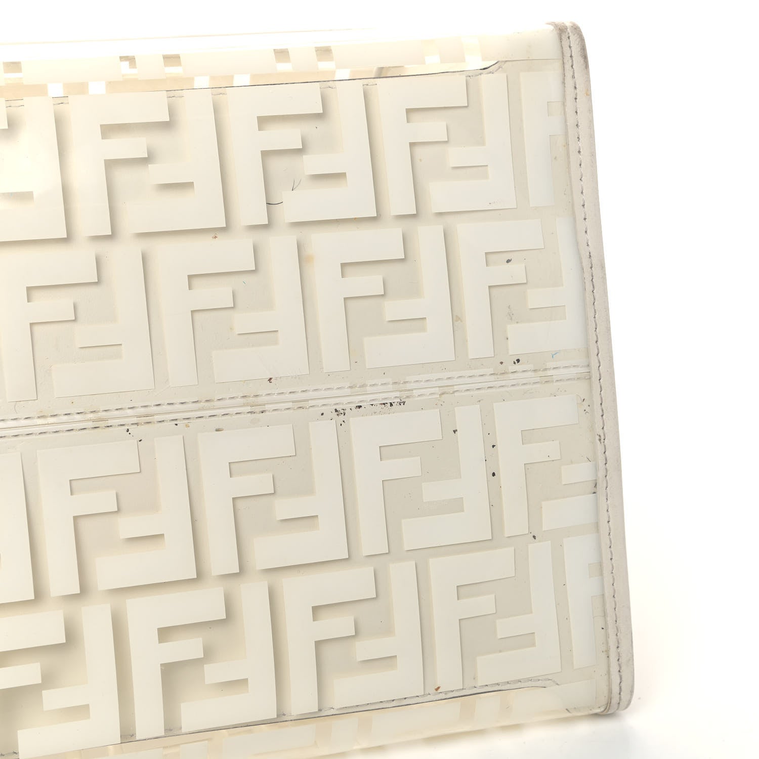 Fendi TPU FF Vitello Century Plexiglass Large Runaway Shopper Tote White 6 of 10