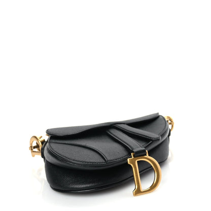 Christian Dior Grained Calfskin Mini Saddle Bag With Strap Black 3 of 8