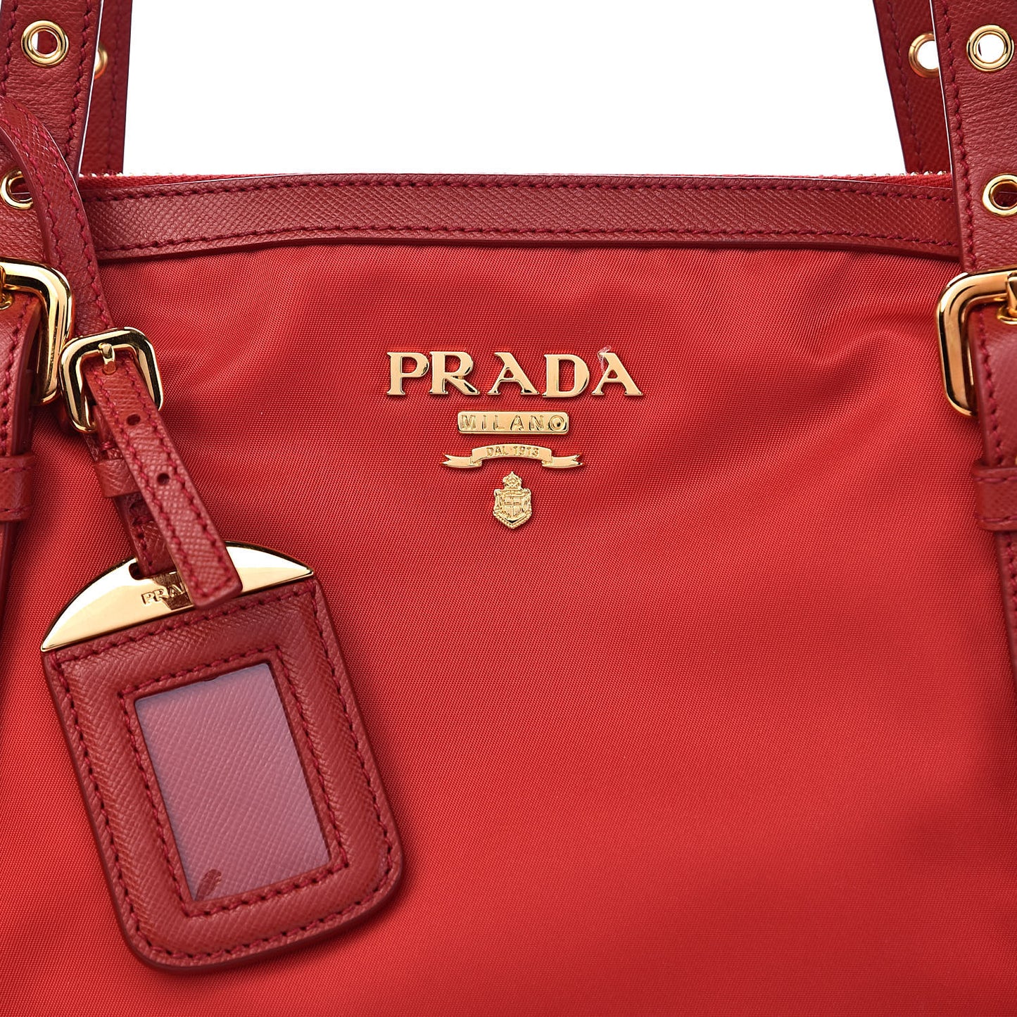 Tessuto Nylon Saffiano Tote Rosso